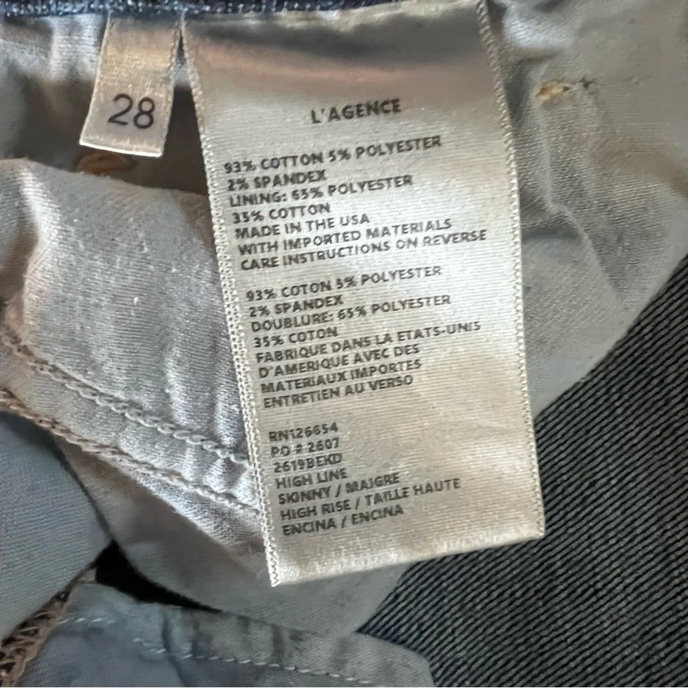 L'AGENCE Highline Skinny High Rise Jeans. Size 28